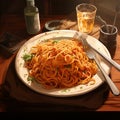 Romantic Spaghetti Plate: A Digital Painting With Intense Shading