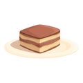 Plate tiramisu icon cartoon vector. Cake food Royalty Free Stock Photo