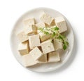 plate of tofu cheese cubes Royalty Free Stock Photo