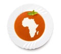 Plate tomato soup with cream in the shape of Afric Royalty Free Stock Photo