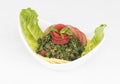 Plate of traditional Arabic salad tabbouleh