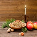 Plate with traditional Christmas treat Slavs on Christmas Eve. S Royalty Free Stock Photo