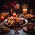 Festive Indian Sweets & Snacks on Decorated Table