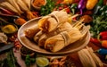 AI-generated, Tamales Mexican food with Mexican style background