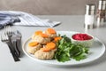 Plate of traditional Passover Pesach gefilte fish