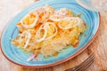 Traditional Russian salted cabbage sauerkraut with onion