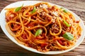 Plate of traditional spaghetti Bolognese Royalty Free Stock Photo