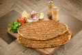 Plate of Traditional Syrian Manakish, Arabic Cusine Royalty Free Stock Photo