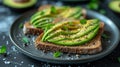 A plate with two pieces of bread topped with avocado and salt, AI Royalty Free Stock Photo