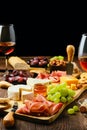 Plate with various snack for wine Royalty Free Stock Photo