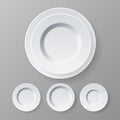 Plate Vector. Top View. Dinner White Clean Empty Plate. Kitchen Restaurant Dish. 3D Realistic Illustration