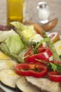Plate of vegetables, grill, olive oil,