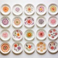 Embroidered White Dish With Colorful Flower Designs