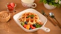 A plate of waffle with colourful fresh fruits and berries Royalty Free Stock Photo