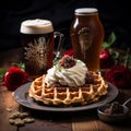 Gothic Romance Inspired Plate With Waffles And Beer