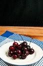 Plate of washed cherries Royalty Free Stock Photo