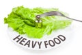 Plate with weight. Concept of heavy food