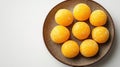 A plate of yellow laddu a traditional Indian dessert Royalty Free Stock Photo