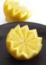 Plate with Yellow Lemon, citrus limonum Royalty Free Stock Photo