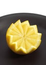 Plate with Yellow Lemon, citrus limonum, against White Background Royalty Free Stock Photo