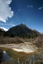 Plateau river with blue sky in sichuan of china Royalty Free Stock Photo
