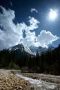 Plateau river with blue sky in sichuan of china Royalty Free Stock Photo