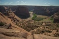 Plateaus rise up in the fertile fields of Canyon de Chelly