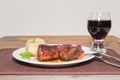 A Plated Broiled Pork Tenderloin with a Shiraz Royalty Free Stock Photo