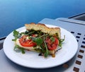 Plated ready to eat healthy and nutritious Caprese sandwich made with the freshest of ingredients Royalty Free Stock Photo