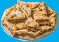 Plateful Of Lazy Apple Pie Slices Isolated On Blue Background Royalty Free Stock Photo