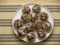 Plateful of muffins on a table Royalty Free Stock Photo