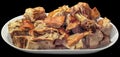 Plateful Of Spit Roasted Pork Shoulder Slices Isolated On Black Background Royalty Free Stock Photo