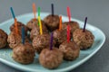 Plateful of tasty fried spicy meatballs Royalty Free Stock Photo