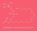 Platelet-activating factor molecule. Plays role in thrombosis, inflammation, etc Skeletal formula.