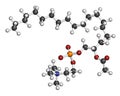 Platelet Activating Factor PAF signaling molecule. 3D rendering. Atoms are represented as spheres with conventional color coding