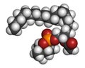 Platelet Activating Factor PAF signaling molecule. 3D rendering. Atoms are represented as spheres with conventional color coding Royalty Free Stock Photo