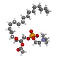 Platelet Activating Factor (PAF) signaling molecule. 3D rendering. Atoms are represented as spheres with conventional color coding