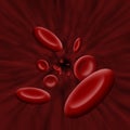 Platelet cells flowing through bloodstream