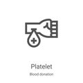 platelet icon vector from blood donation collection. Thin line platelet outline icon vector illustration. Linear symbol for use on