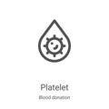 platelet icon vector from blood donation collection. Thin line platelet outline icon vector illustration. Linear symbol for use on