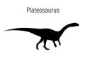 Plateosaurus. Sauropodomorpha dinosaur. Monochrome vector illustration of silhouette of prehistoric creature Royalty Free Stock Photo