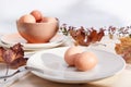 Plates with eggs Royalty Free Stock Photo
