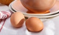 Plates with eggs Royalty Free Stock Photo