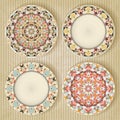 Plates with kaleidoscope pattern set