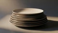 The plates minimalist design and the play of light and shadow across Royalty Free Stock Photo