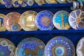 Plates and pots on a street market in the city of Bukhara, Uzbek Royalty Free Stock Photo