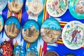 Plates and pots on a street market in the city of Bukhara, Uzbek Royalty Free Stock Photo