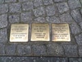 Plates on street to remember that were died by nazism. Berlin.