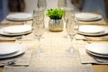 Plates and wine glasses on the table Royalty Free Stock Photo