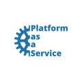 Platform as a service. PaaS technology icon, logo. Packaged software, decentralized application, cloud computing. Gear Royalty Free Stock Photo